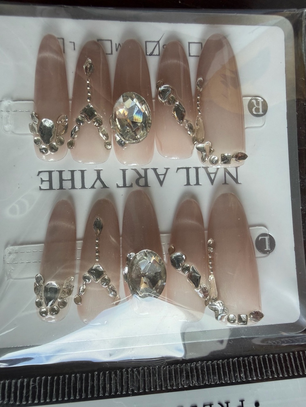 Nude Crystal Accent Press-On Nails by